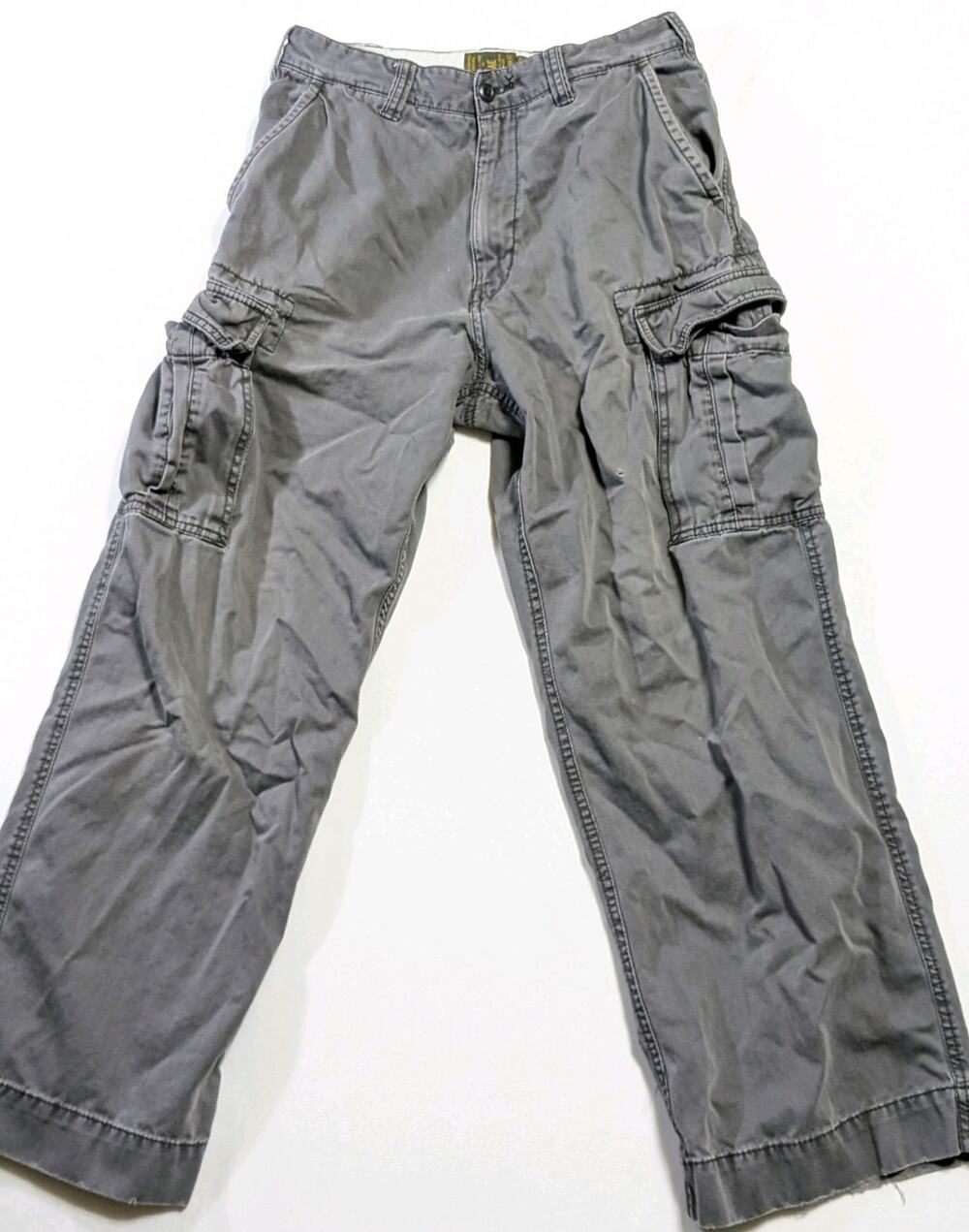American Eagle Khaki Cargo Pants 30x30(30x29) Distressed Baggy Y2k Faded